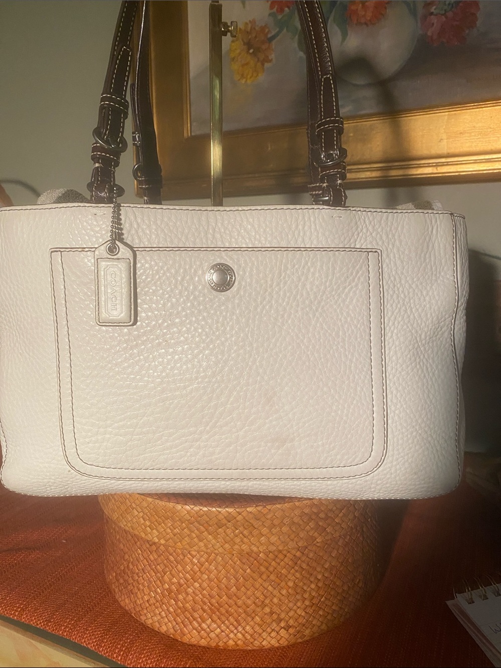 Coach Chelsey White/Cream Pebbled Leather Shoulder Handbag - 10892